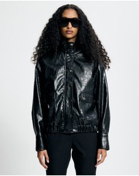 Lover - Lenore Funnel Croc Leather Look Bomber