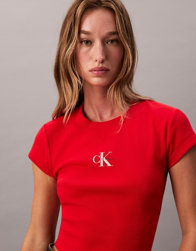 Calvin Klein Jeans - Monogram Logo Ribbed Baby Tee