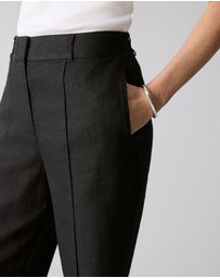 Trenery - Linen Pintuck Detail Wide Leg Pant in Black