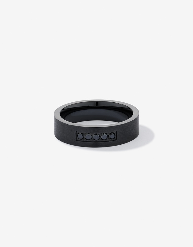 Michael Hill - 6mm Black Diamond Wedding Band in Black Titanium