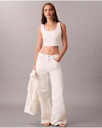Calvin Klein Jeans - Denim Allover Monogram Cropped Tank Top