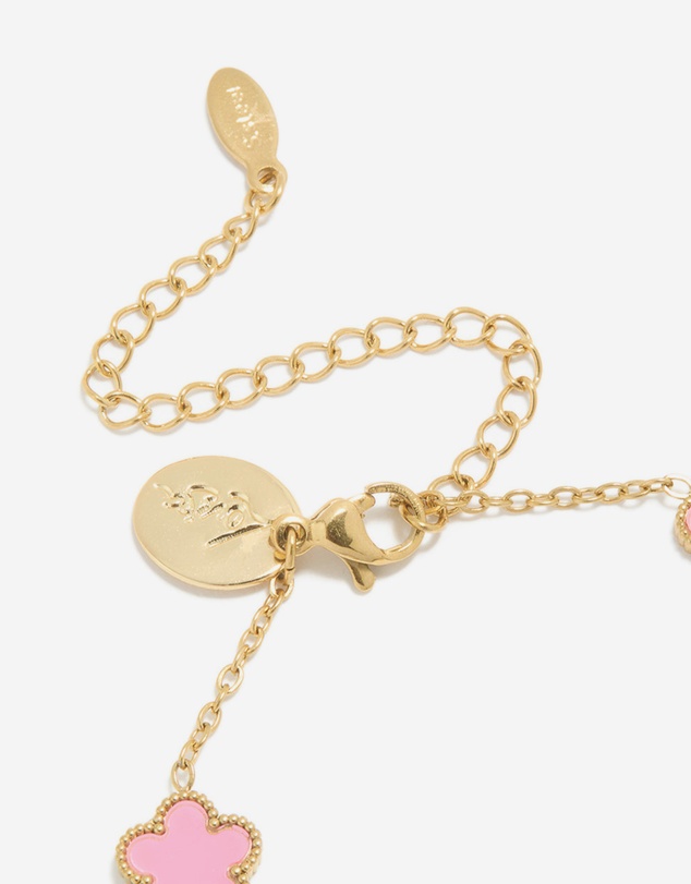 Lovisa - Waterproof Gold Plated Stainless Steel Light Pink Petal Flower Charm Bracelet