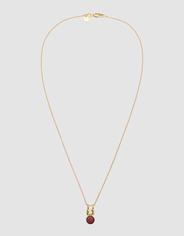 Elli Jewelry - Necklace Agate Circle 925 Sterling Silver Gold-Plated