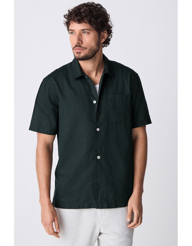 NEXT - Short Sleeve Linen Blend Shirt Standard Collar