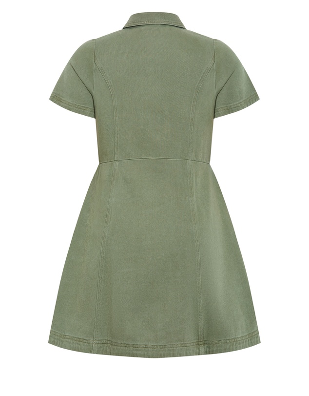 City Chic - Leia Short Sleeve Drill Mini Dress