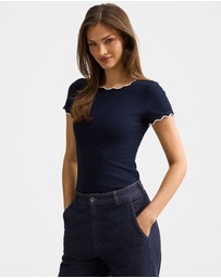 Forever New - Rebecca Scallop Trim T-Shirt
