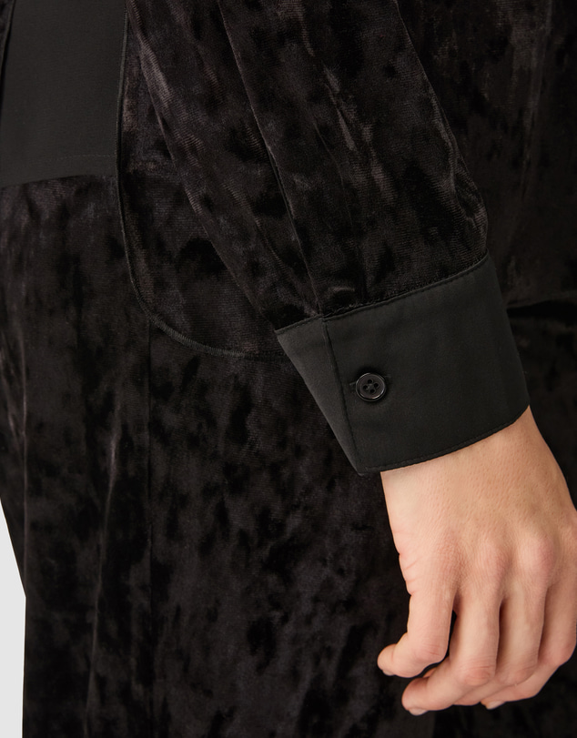 DKNY - Crushed Velour Button-Up Long Sleeve Long Pyjama Set