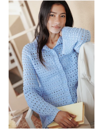Petal & Pup - Delphine Crochet Cardigan - Blue