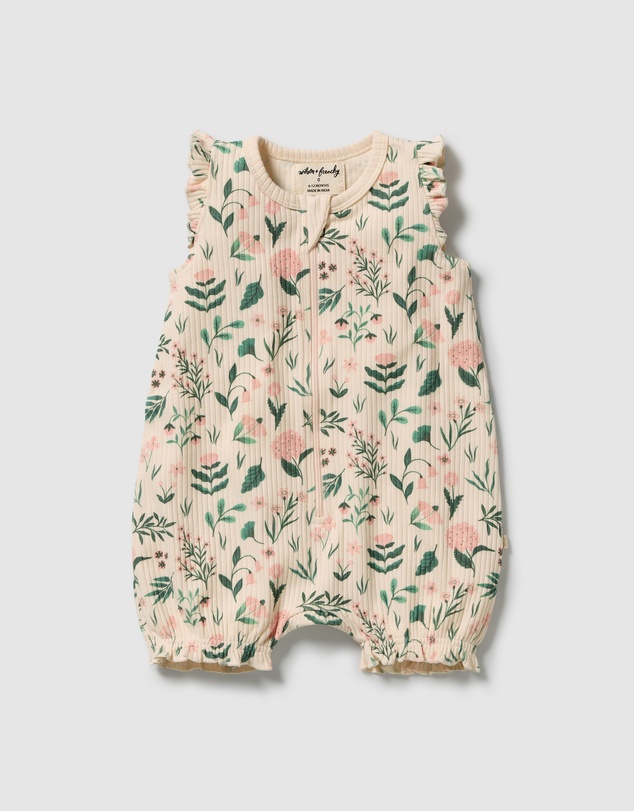 Wilson & Frenchy - Sweet Bloom Organic Ruffle Zipsuit - Babies