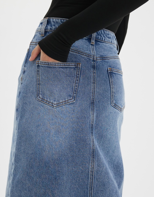 Dazie - Love Again Denim Midi Skirt