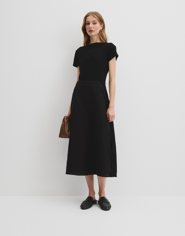 Country Road - Organically Grown Linen Wrap Midi Skirt