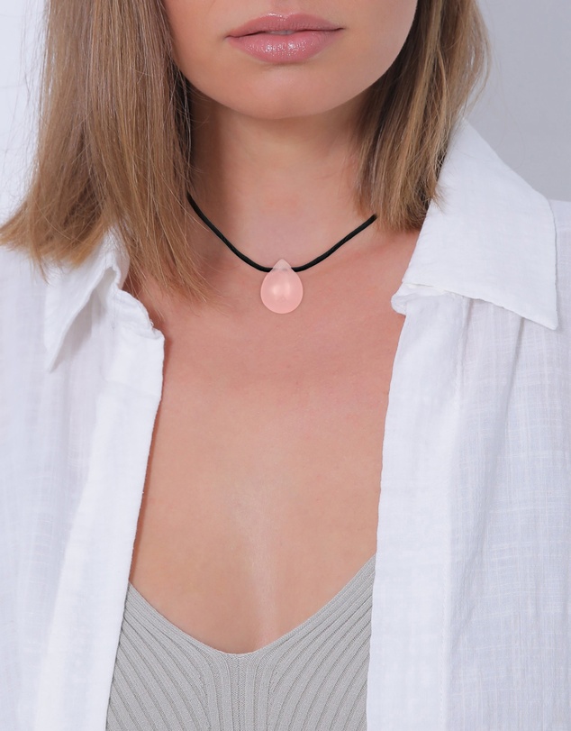 Elli Jewelry - Necklace Choker Drop Pendant Satin With Quartz Pink In 925 Sterling Silver Gold Plated
