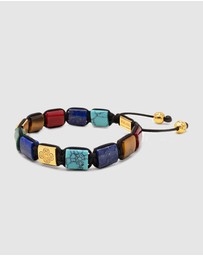 Nialaya Jewellery - The Dorje Flatbead Collection - Blue Lapis, Green Jade, Brown Tiger Eye, Red Jade and Turquoise