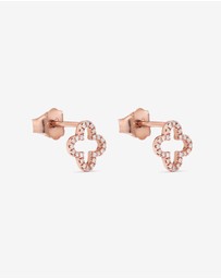 Michael Hill - 4 Leaf Clover Stud Earrings With Diamonds In 10kt Rose Gold
