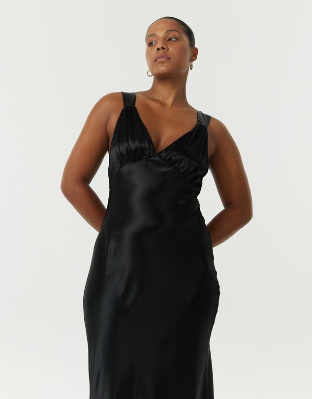 Third Form - Satin Gather Bra Bias Slip Dress