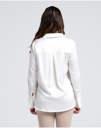 Angel Maternity - Amelia White Maternity Acetate Shirt