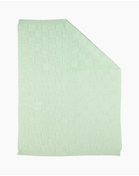 Living Textiles - Pram Knitted Blanket - Checkered Seafoam