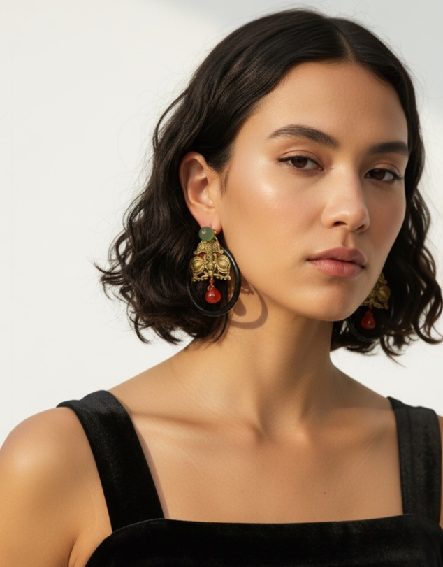 Mossée - Sally Vintage Embossed Floral Earrings