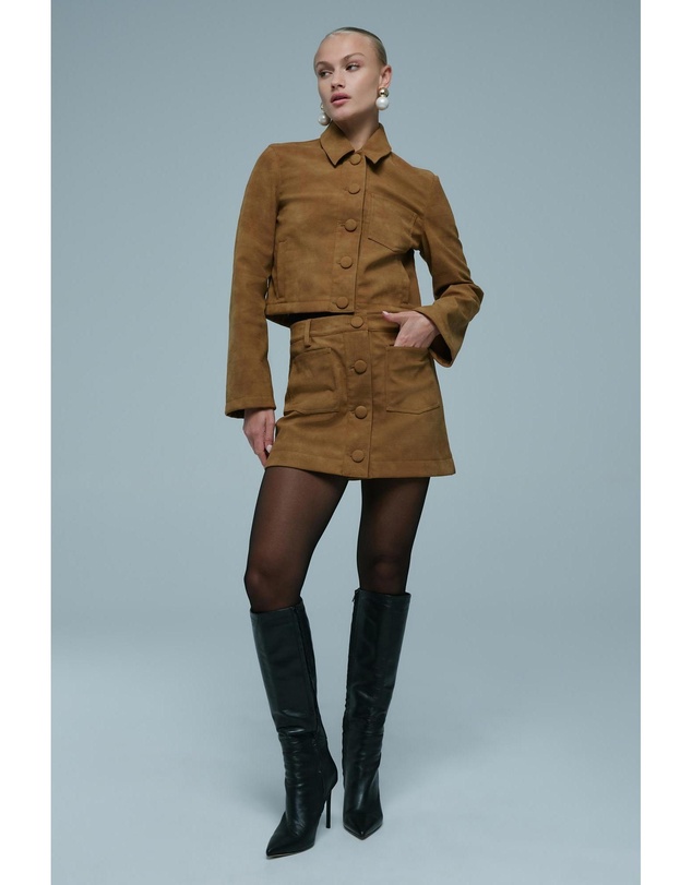 Bardot - Lorenzo Croc Vegan Suede Skirt