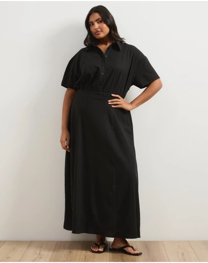 Atmos&Here Curvy - Belle Short Sleeve Shirt Maxi Dress