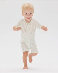 Kynd Baby - Day or Night Onesie Short Sleeve in Sage Stripe