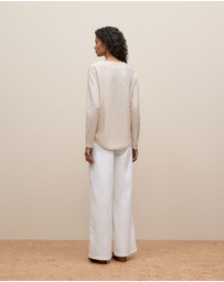 Trenery - Ottoman Marle Long Sleeve T-shirt in Oatmeal