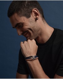 Najo - Mariner Navy Leather & Steel Bracelet (21cm)