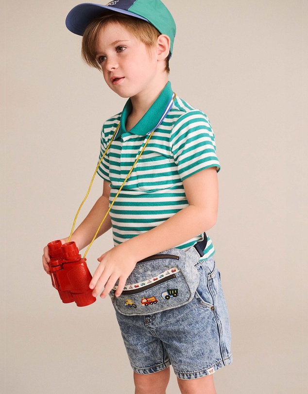 Huxbaby - Green Stripe Polo - Babies-Kids