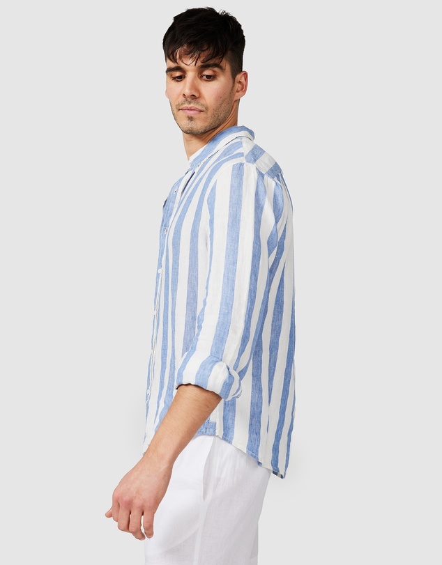 Vacay Swimwear - Blue Stripe Linen Shirt