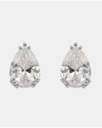Georgini - Georgini Elegant Essentials 7mm Pear Cut Hidden Halo Stud Silver