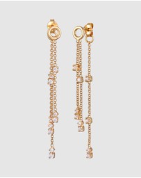 Elli Jewelry - Earrings Ear Hanger Chain Design with Zirconia in 925 Sterling Silver Gold Plated