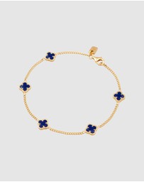 Kuzzoi - ICONIC EXCLUSIVE - Bracelet Male Cloverleaf Enamel Blue 925 Sterling Silver Gold Plated