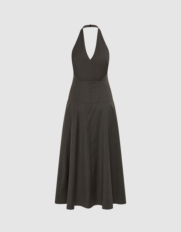 St. Agni - Wool Halter Plunge Dress