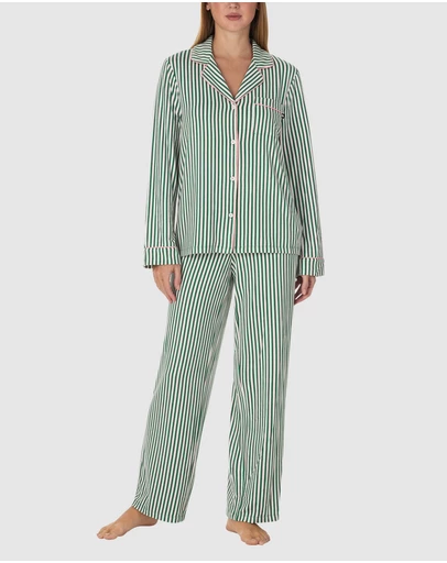 Kate Spade - Printed Jersey Button Up Long Sleeve Long Pyjama Set