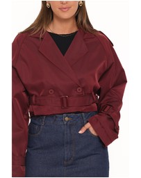 Petal & Pup - Izzi Crop Trench Jacket - Burgundy