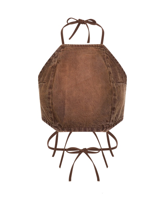 ONE TEASPOON - Denim Cowgirl Backless Crop Top - Ranch Brown