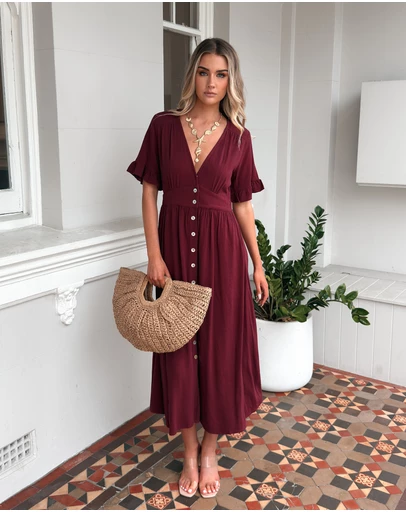 Esther & Co - Korbela Dress - Bordeaux