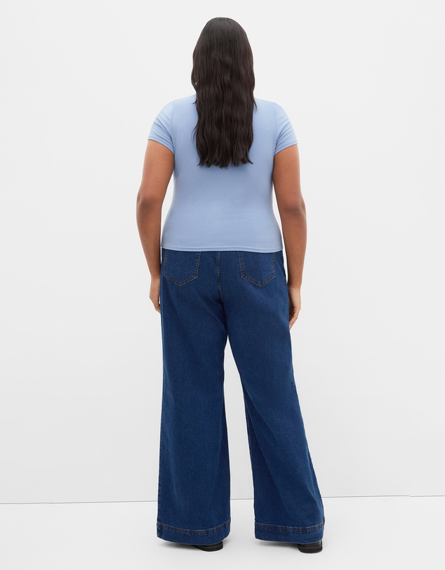 City Chic - Plus size Karla Short Sleeve Tee - dusty blue