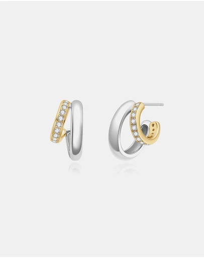 Ania Haie - Ania Haie Two-Tone Sparkling Stud Hoop Earrings