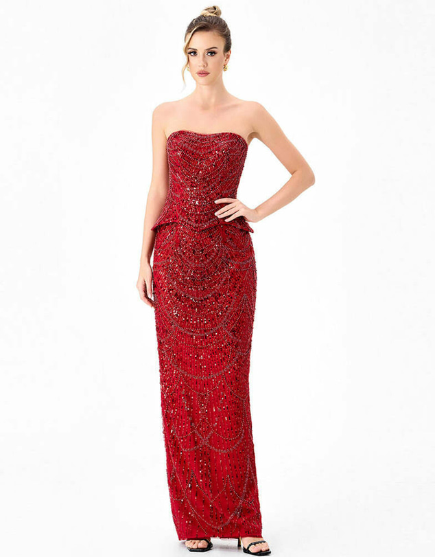 Bariano - Ruzy Peplum Sequin Gown