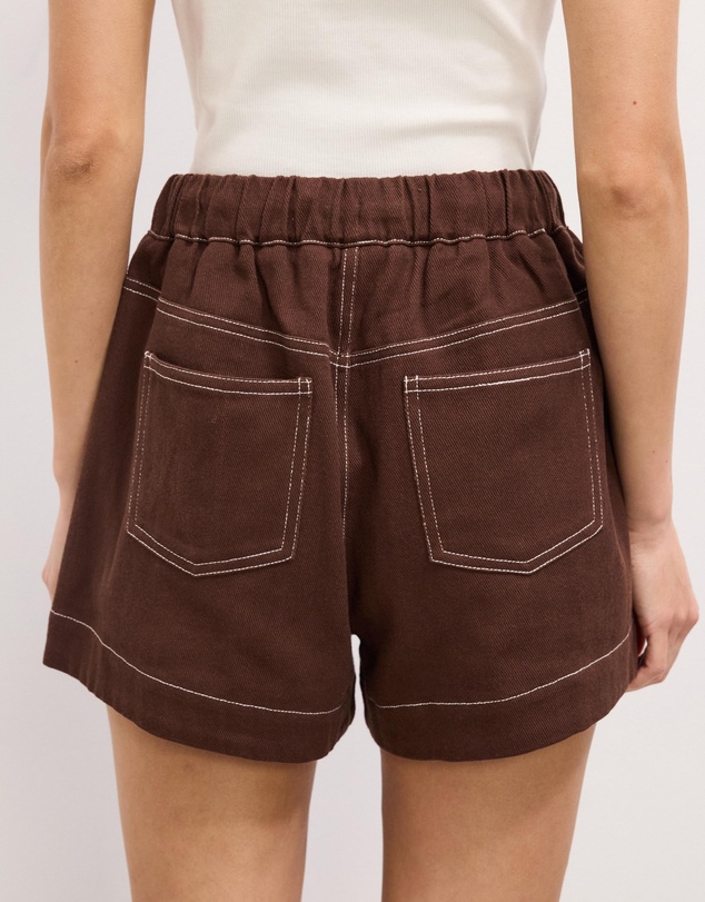 The Fated - Becky Contrast Stitch Twill Shorts
