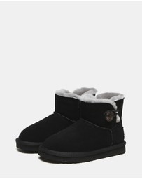 EVERAU - Australian Shepherd Ugg Nolan Kids Mini Button Cow Suede Upper UGG Boots