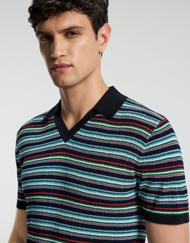Calibre - Striped Rib Polo Navy