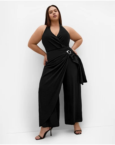 City Chic - Emelia Drape Front Jumpsuit