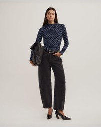 Witchery - Asymmetric Mesh Long Sleeve Top