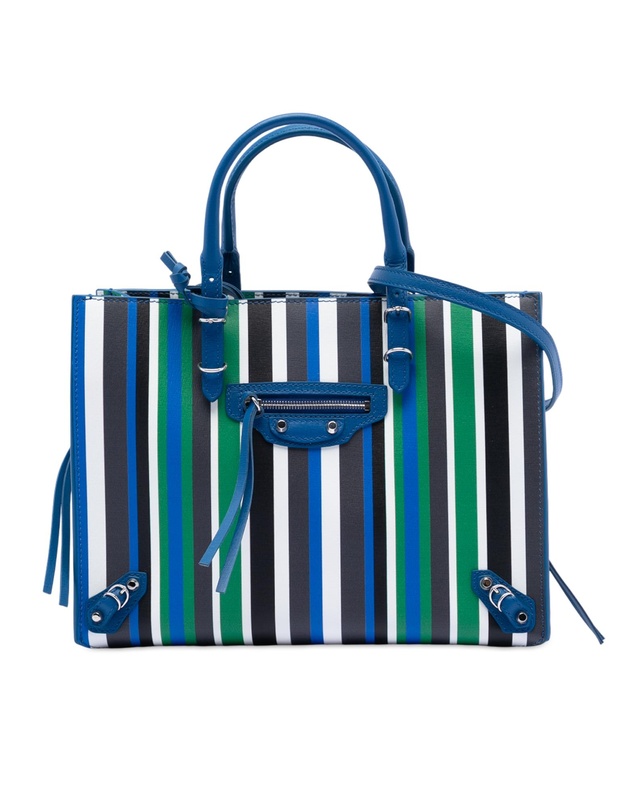 Pre-Loved by Azura Reborn - Pre-Loved Mini Leather Striped Papier A6 Zip Around Satchel