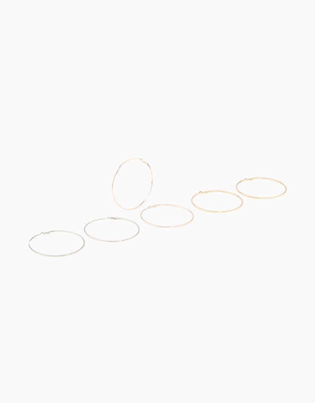 Lovisa - Mixed Metal Classic XL Hoop Earrings 3-Pack