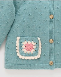 Purebaby - Crochet Pocket Cardigan -Kids-Babies