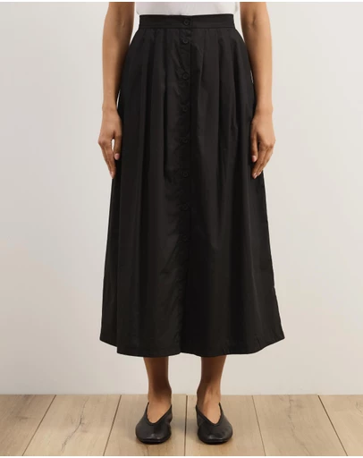 Atmos&Here - Cleo Cotton Button Midi Skirt