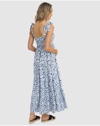 Angel Maternity - Maternity & Nursing Midi Blue Floral Dress
